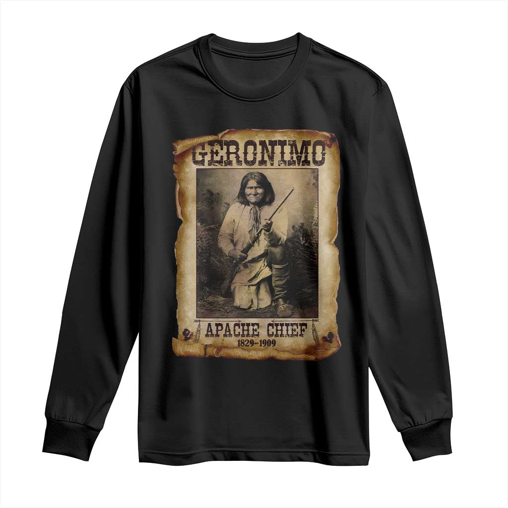 Geronimo Long Sleeve Shirt Vintage Apache Warrior Native American - Wonder Print Shop