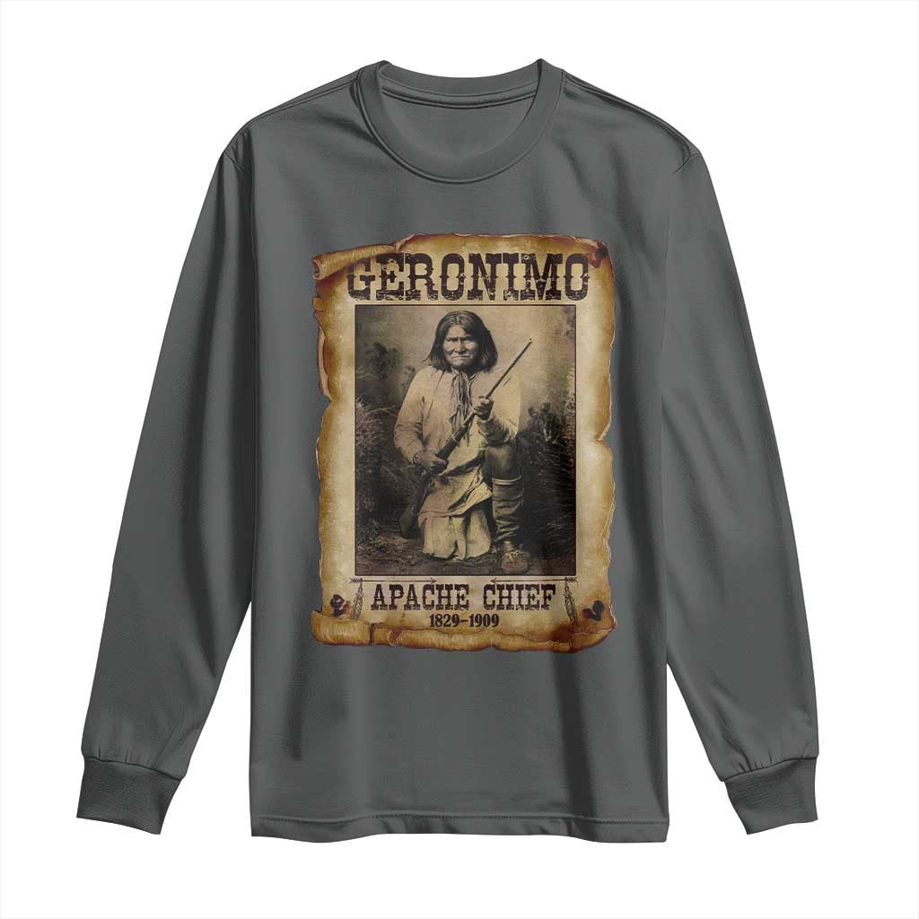 Geronimo Long Sleeve Shirt Vintage Apache Warrior Native American - Wonder Print Shop