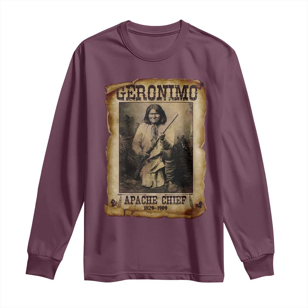Geronimo Long Sleeve Shirt Vintage Apache Warrior Native American - Wonder Print Shop