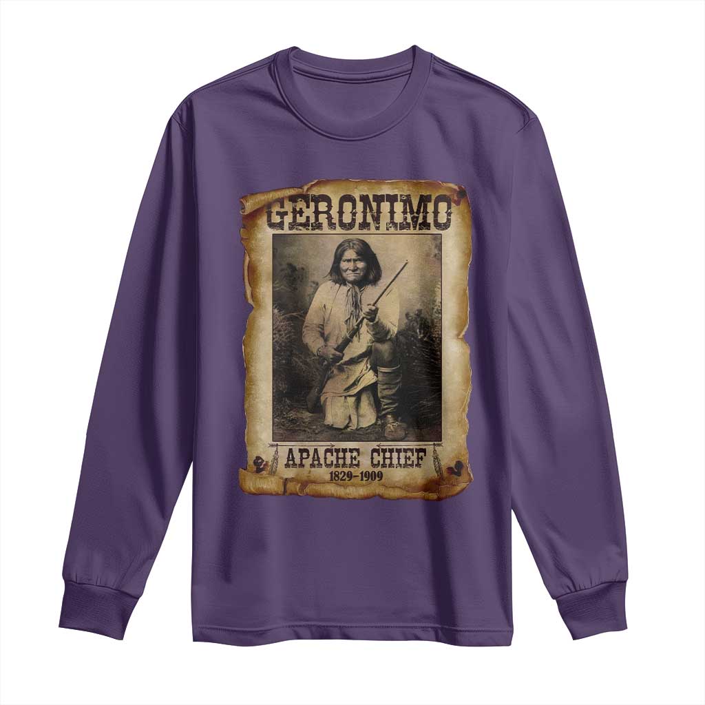 Geronimo Long Sleeve Shirt Vintage Apache Warrior Native American - Wonder Print Shop