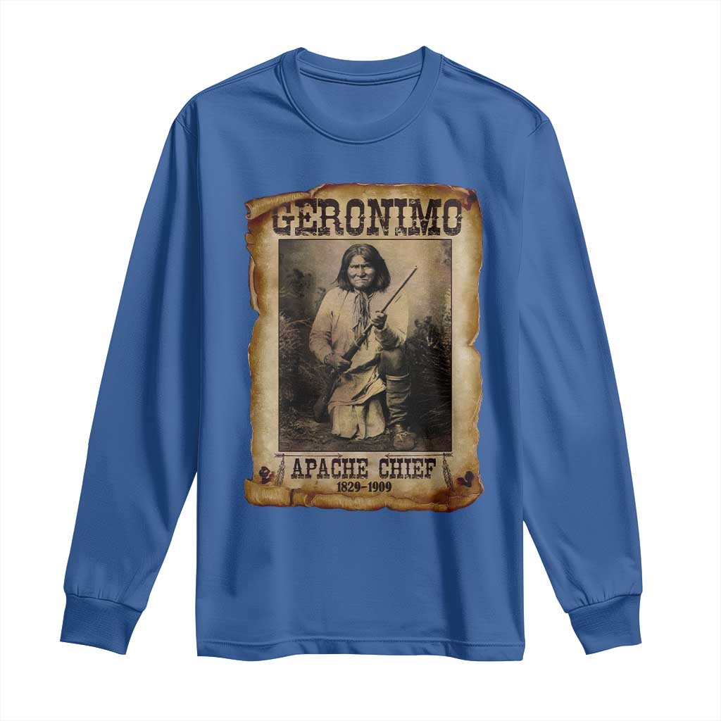 Geronimo Long Sleeve Shirt Vintage Apache Warrior Native American - Wonder Print Shop