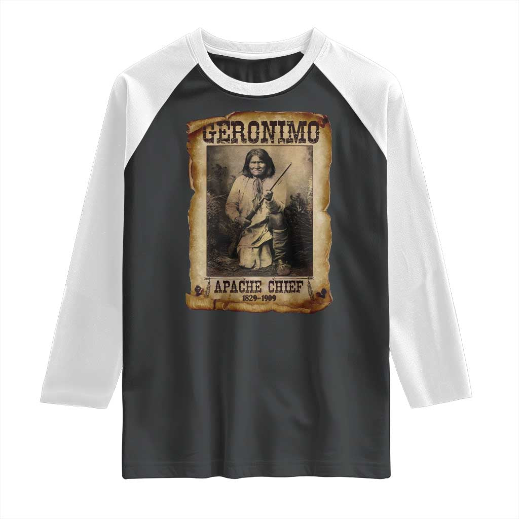Geronimo Raglan Shirt Vintage Apache Warrior Native American - Wonder Print Shop