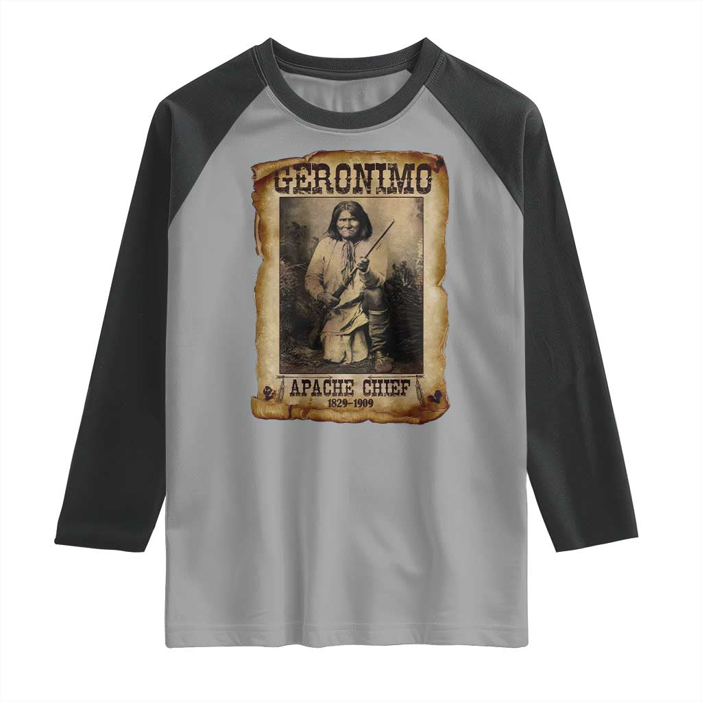 Geronimo Raglan Shirt Vintage Apache Warrior Native American - Wonder Print Shop