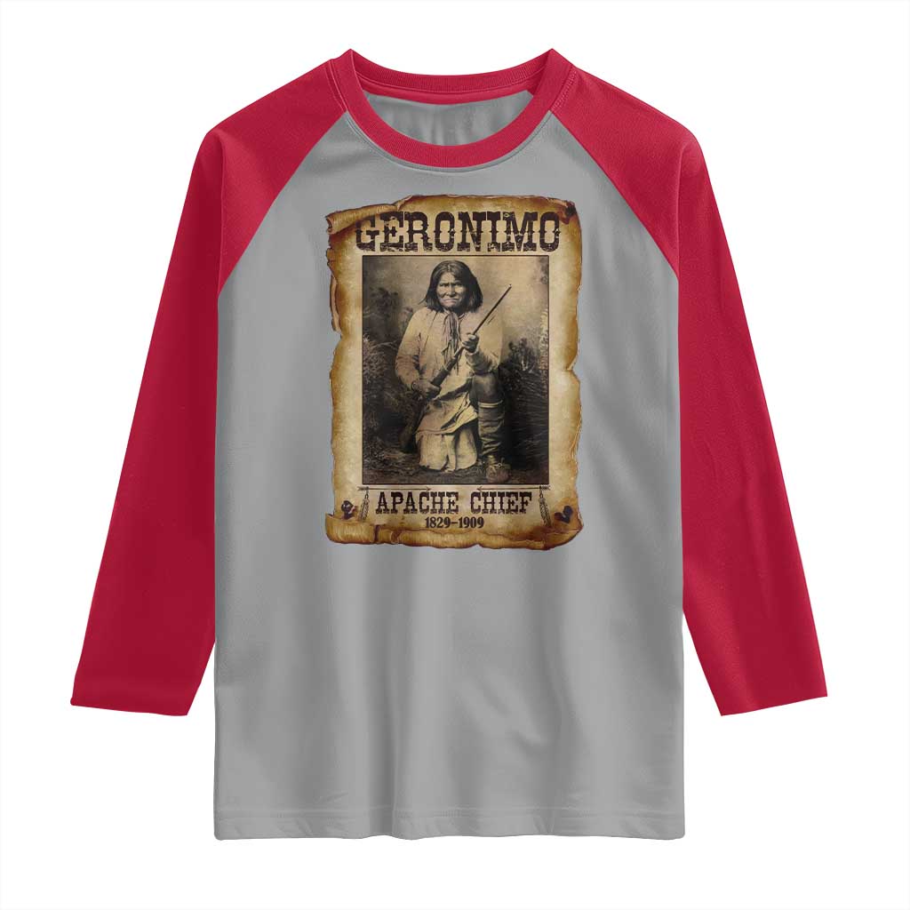 Geronimo Raglan Shirt Vintage Apache Warrior Native American - Wonder Print Shop