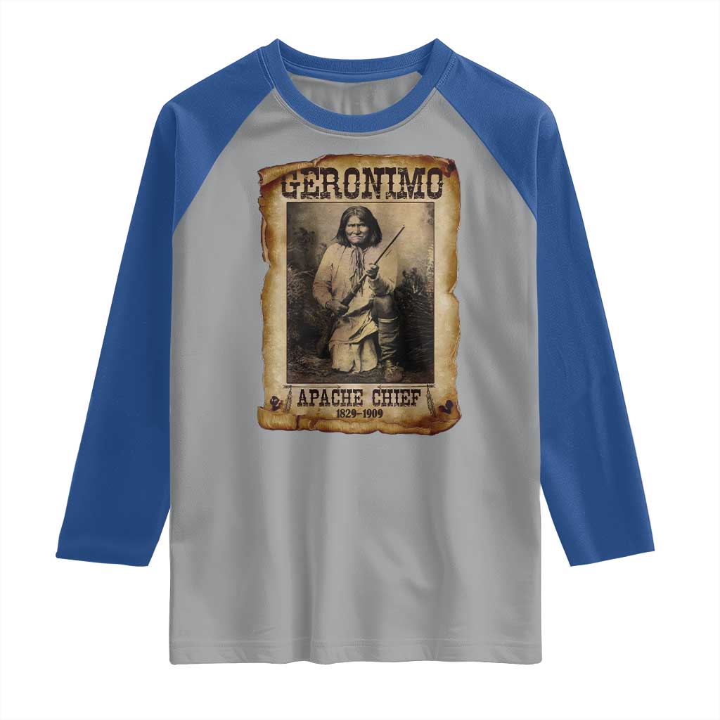 Geronimo Raglan Shirt Vintage Apache Warrior Native American - Wonder Print Shop