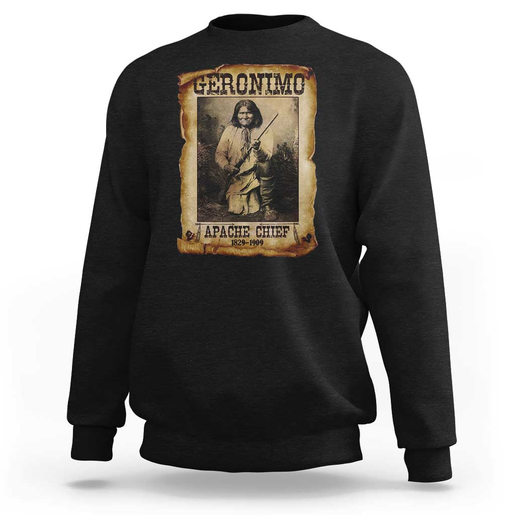 Geronimo Sweatshirt Vintage Apache Warrior Native American - Wonder Print Shop