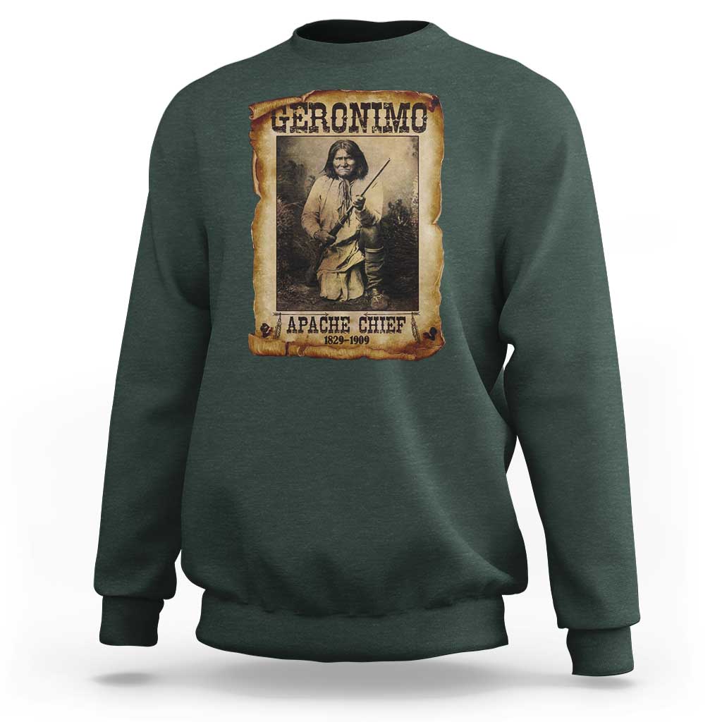 Geronimo Sweatshirt Vintage Apache Warrior Native American - Wonder Print Shop