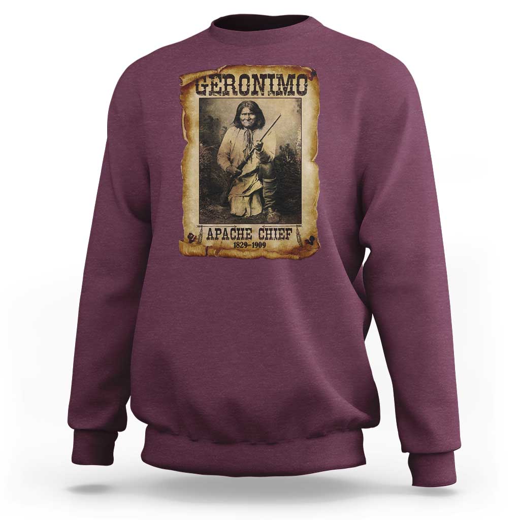 Geronimo Sweatshirt Vintage Apache Warrior Native American - Wonder Print Shop