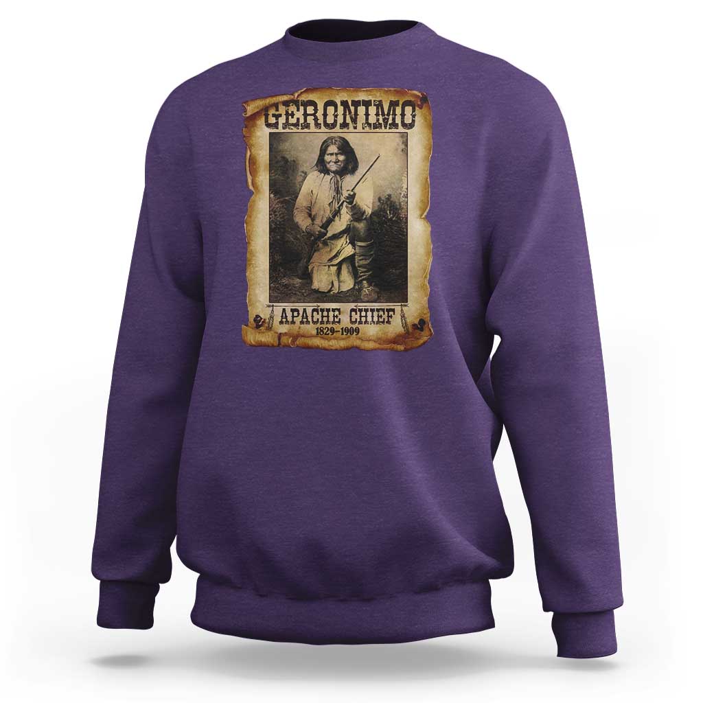 Geronimo Sweatshirt Vintage Apache Warrior Native American - Wonder Print Shop