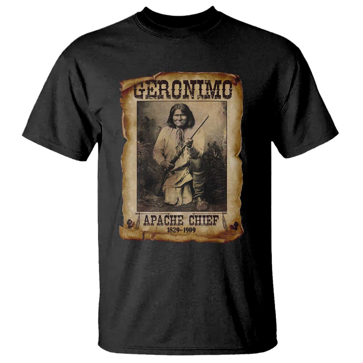 Geronimo T Shirt Vintage Apache Warrior Native American - Wonder Print Shop