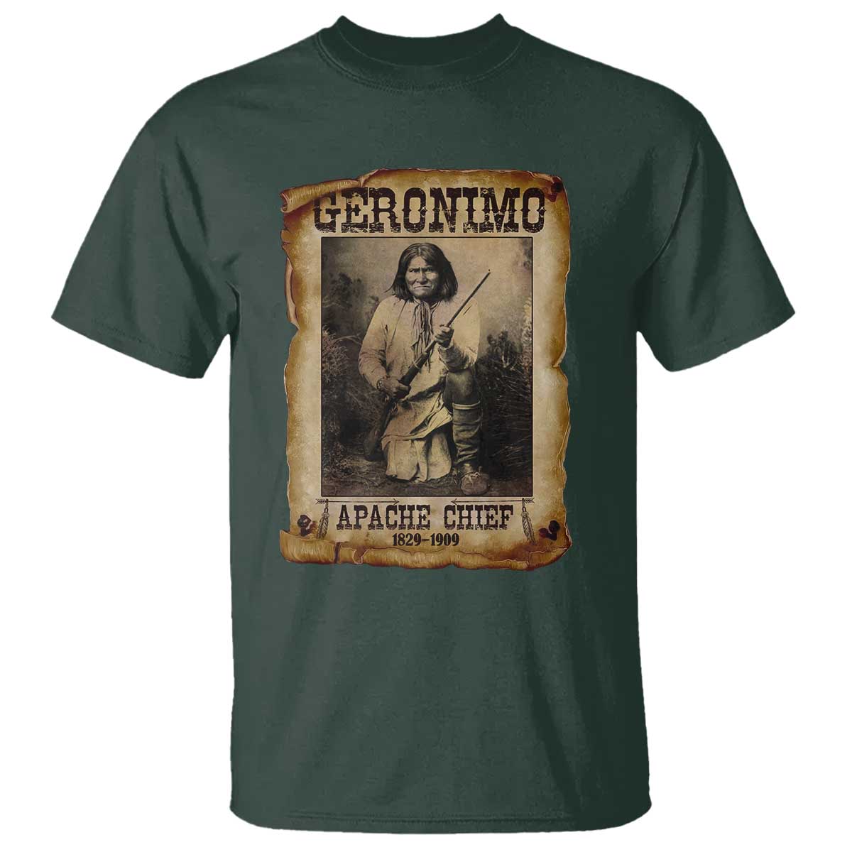 Geronimo T Shirt Vintage Apache Warrior Native American - Wonder Print Shop