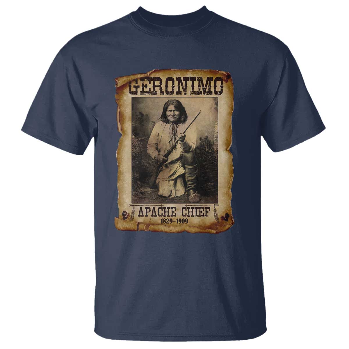 Geronimo T Shirt Vintage Apache Warrior Native American - Wonder Print Shop