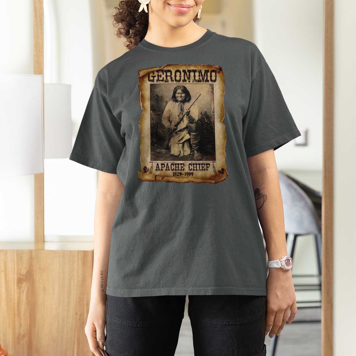 Geronimo T Shirt For Women Vintage Apache Warrior Native American - Wonder Print Shop