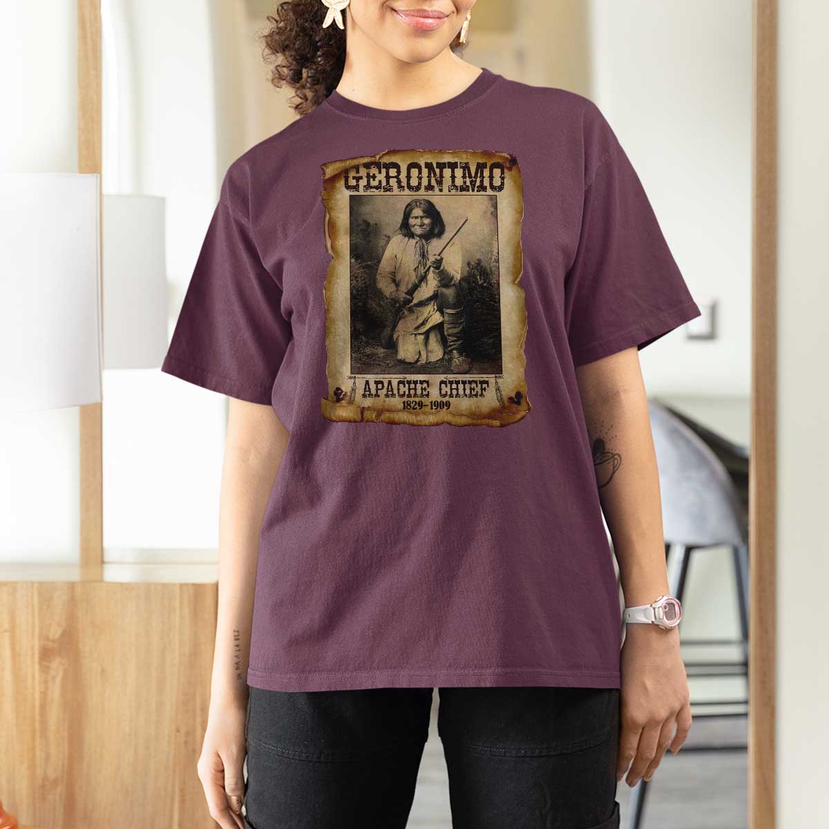 Geronimo T Shirt For Women Vintage Apache Warrior Native American - Wonder Print Shop
