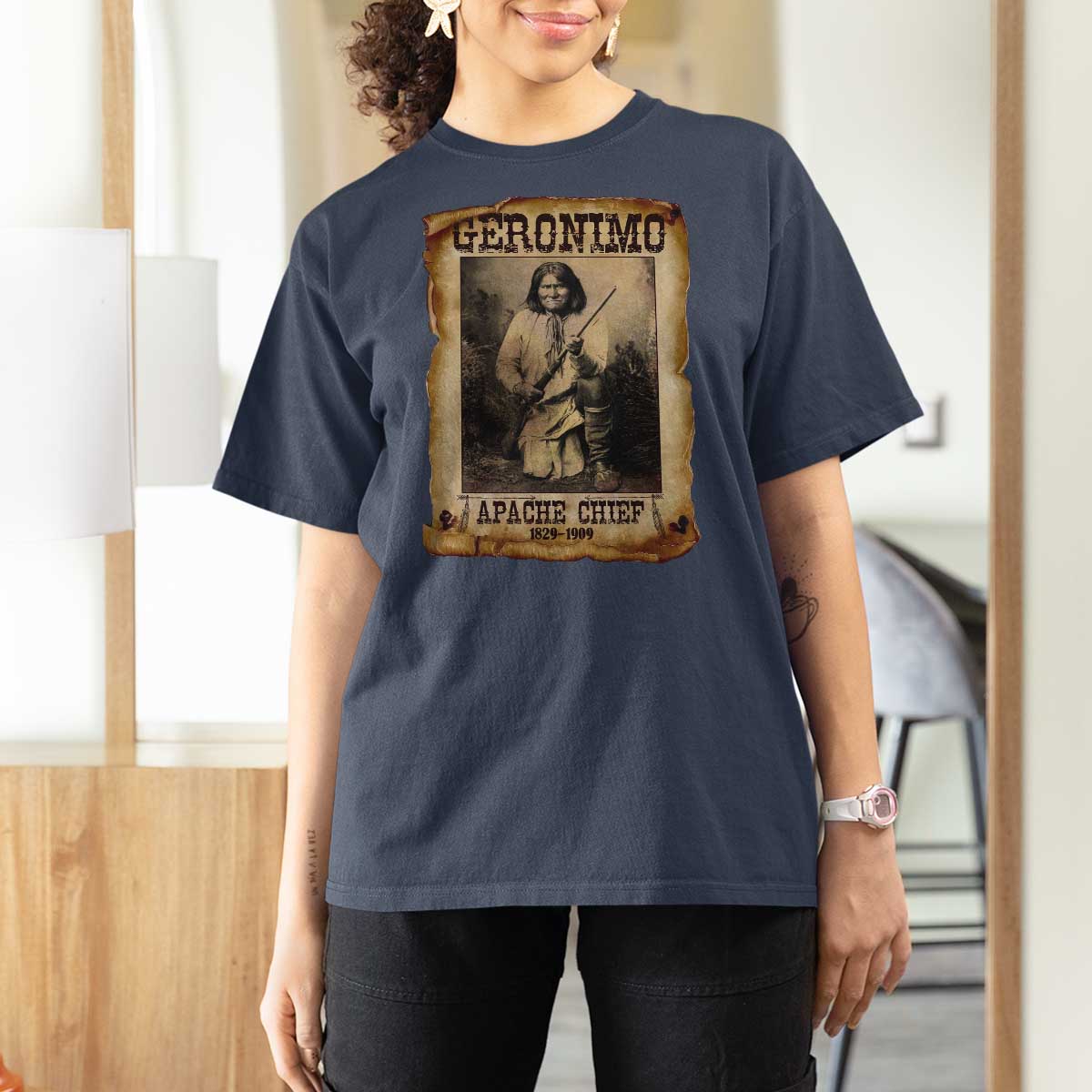 Geronimo T Shirt For Women Vintage Apache Warrior Native American - Wonder Print Shop