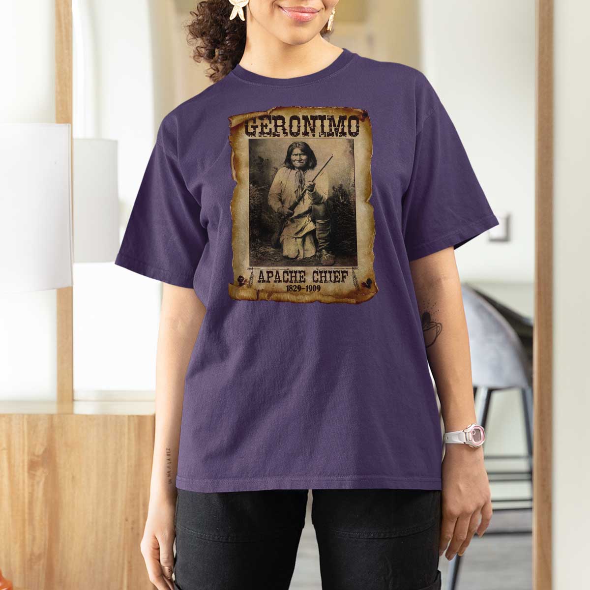 Geronimo T Shirt For Women Vintage Apache Warrior Native American - Wonder Print Shop