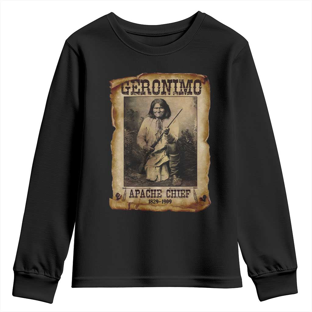 Geronimo Youth Sweatshirt Vintage Apache Warrior Native American - Wonder Print Shop