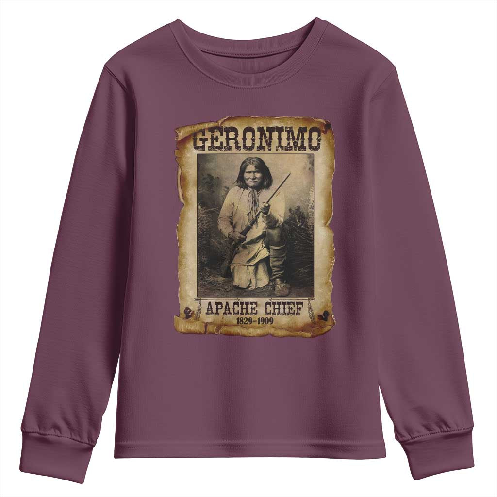 Geronimo Youth Sweatshirt Vintage Apache Warrior Native American - Wonder Print Shop