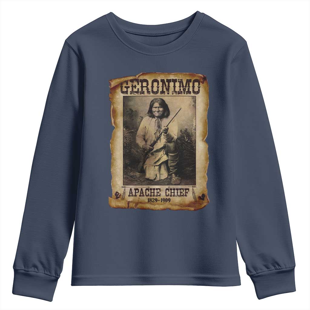 Geronimo Youth Sweatshirt Vintage Apache Warrior Native American - Wonder Print Shop