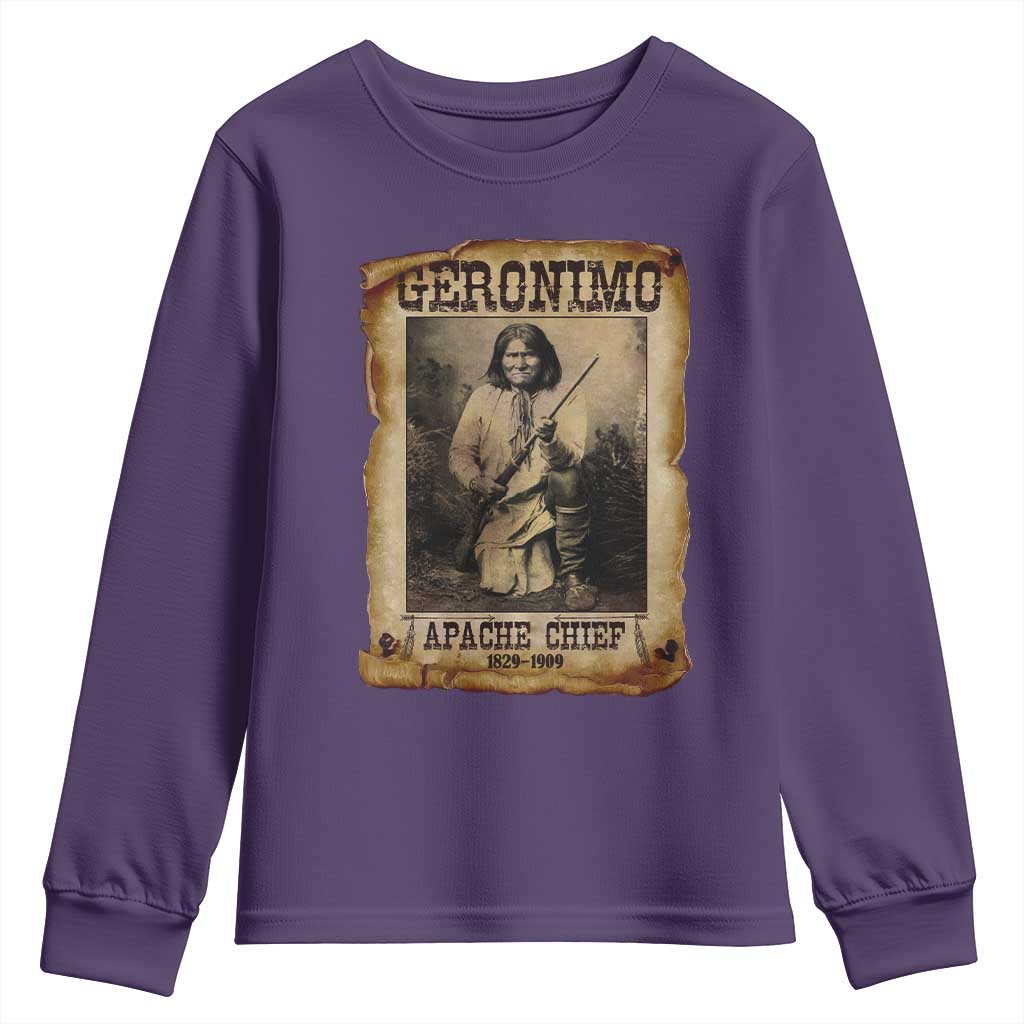 Geronimo Youth Sweatshirt Vintage Apache Warrior Native American - Wonder Print Shop