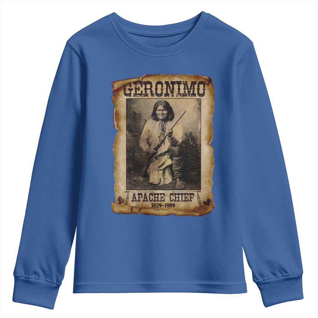 Geronimo Youth Sweatshirt Vintage Apache Warrior Native American - Wonder Print Shop