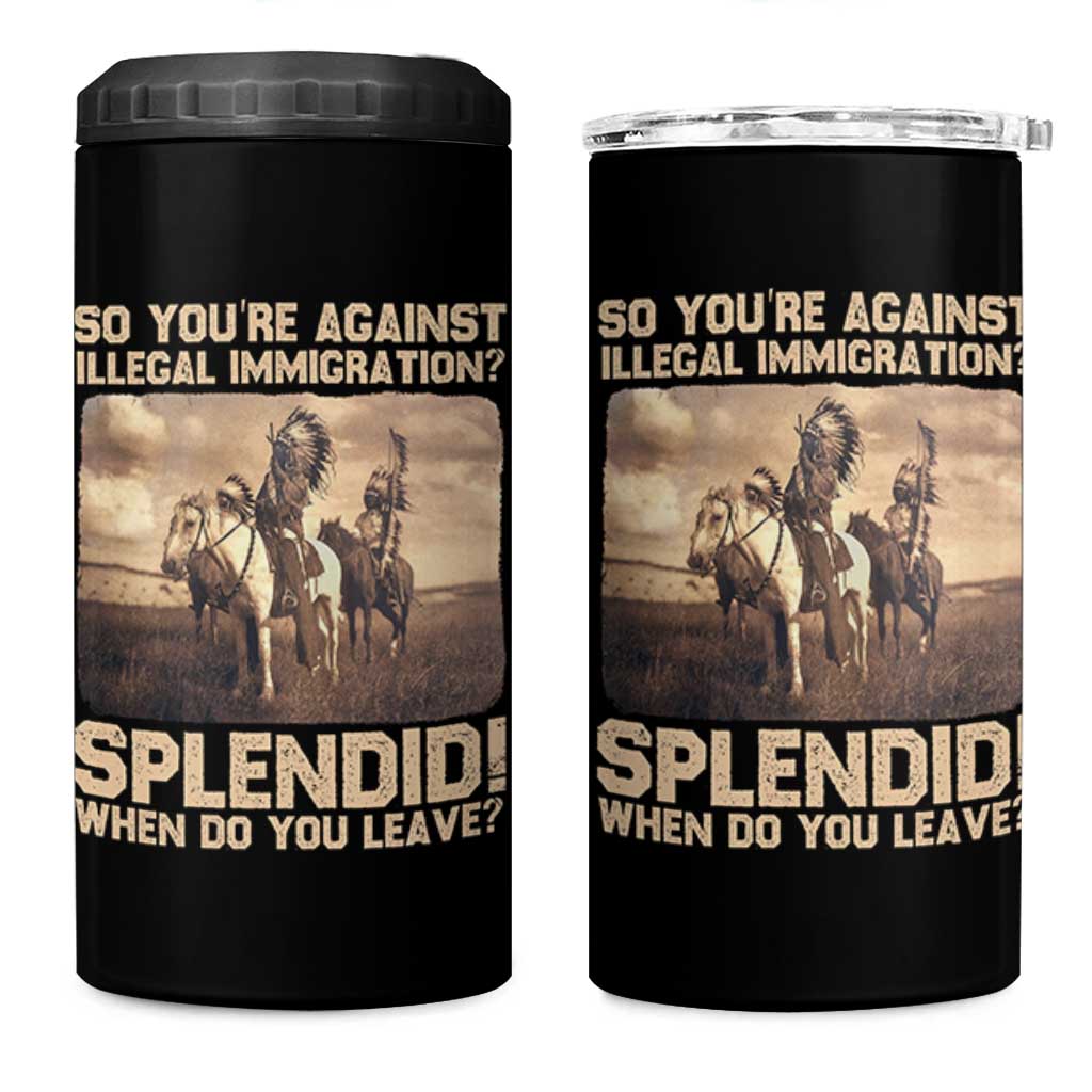 Vintage Native American 4 in 1 Can Cooler Tumbler Funny Indian Indigenous Peoples Day - Wonder Print Shop
