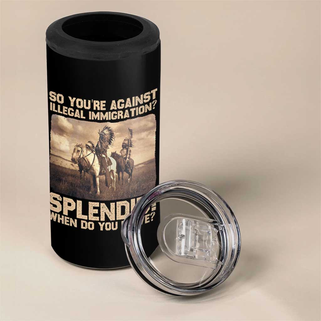 Vintage Native American 4 in 1 Can Cooler Tumbler Funny Indian Indigenous Peoples Day - Wonder Print Shop