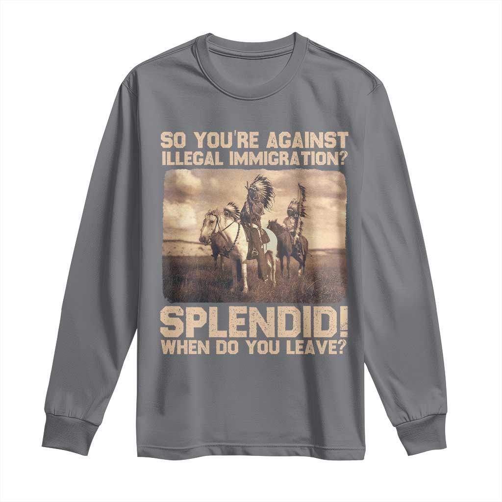 Vintage Native American Long Sleeve Shirt Funny Indian Indigenous Peoples Day - Wonder Print Shop