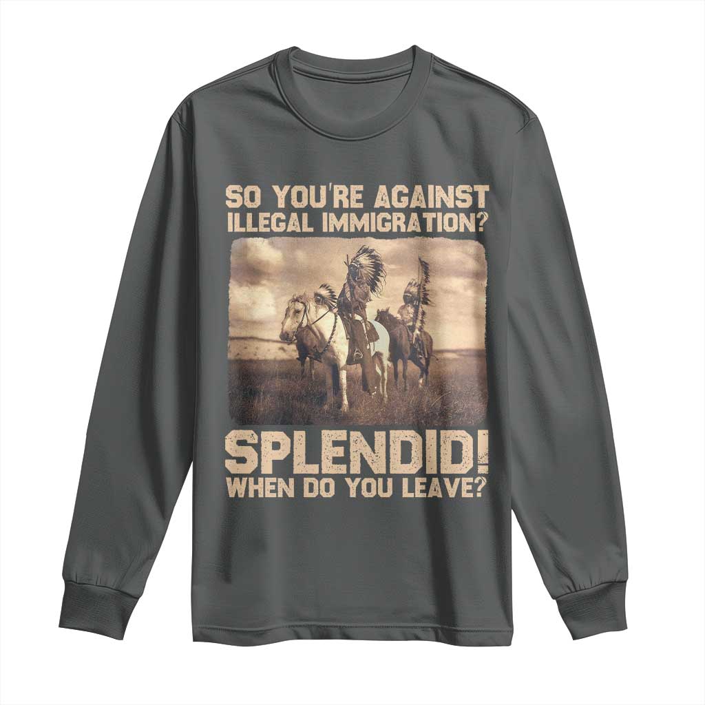 Vintage Native American Long Sleeve Shirt Funny Indian Indigenous Peoples Day - Wonder Print Shop