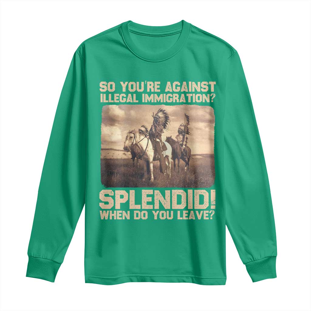 Vintage Native American Long Sleeve Shirt Funny Indian Indigenous Peoples Day - Wonder Print Shop