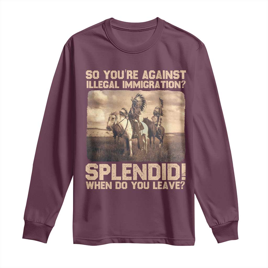 Vintage Native American Long Sleeve Shirt Funny Indian Indigenous Peoples Day - Wonder Print Shop