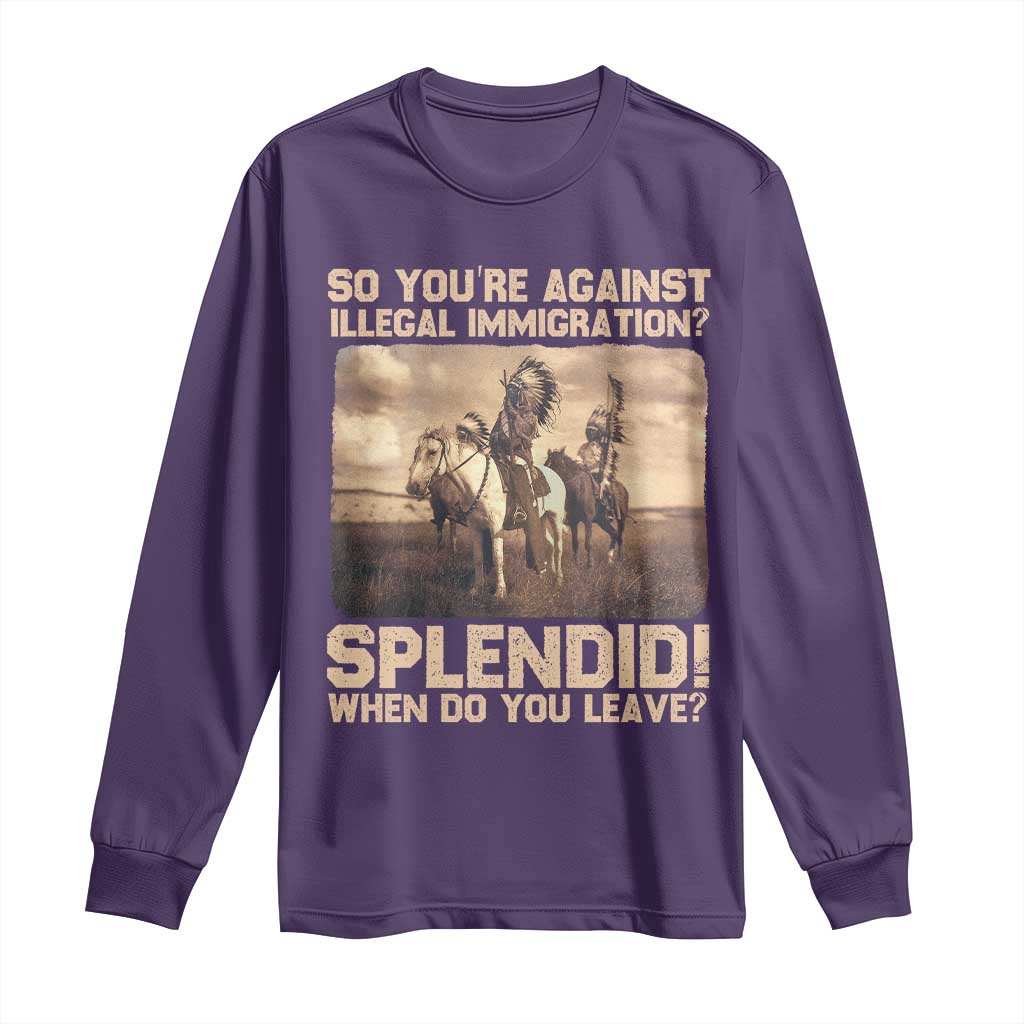 Vintage Native American Long Sleeve Shirt Funny Indian Indigenous Peoples Day - Wonder Print Shop
