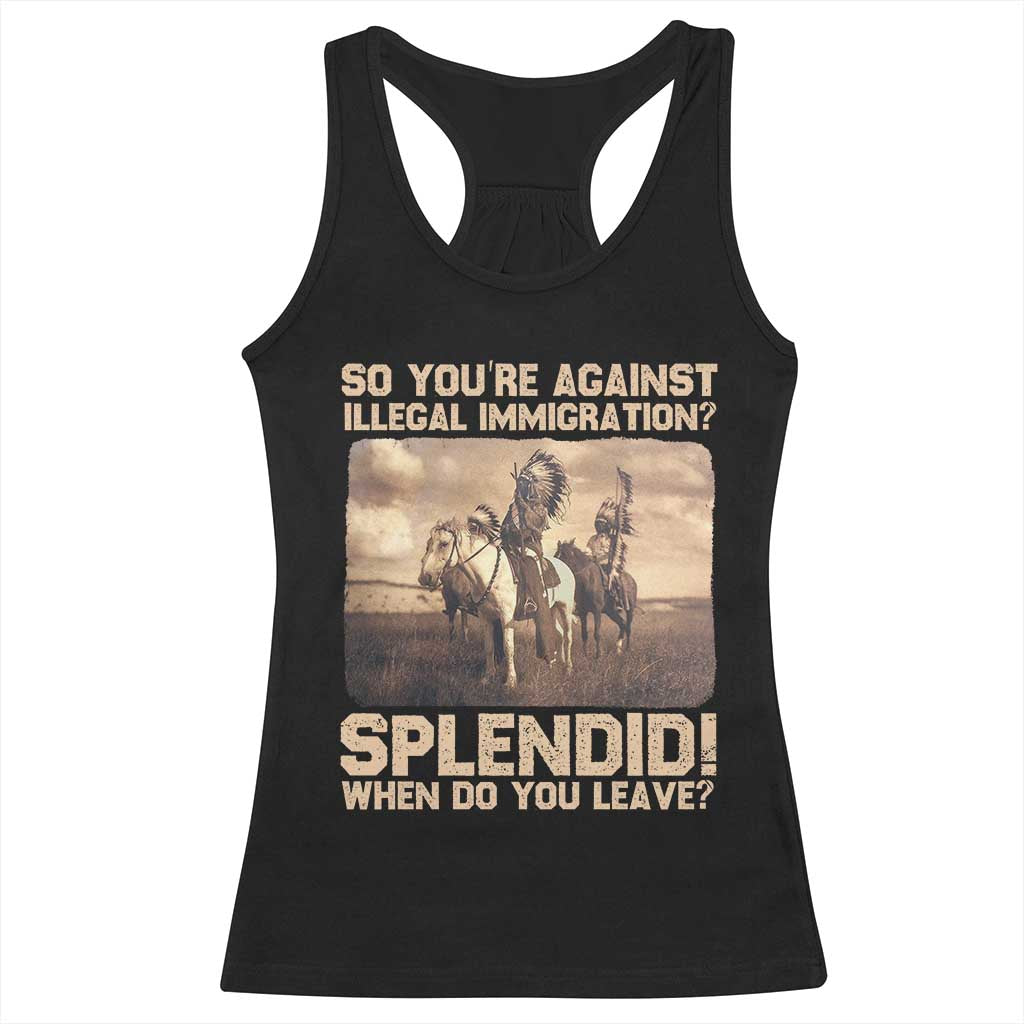 Vintage Native American Racerback Tank Top Funny Indian Indigenous Peoples Day - Wonder Print Shop