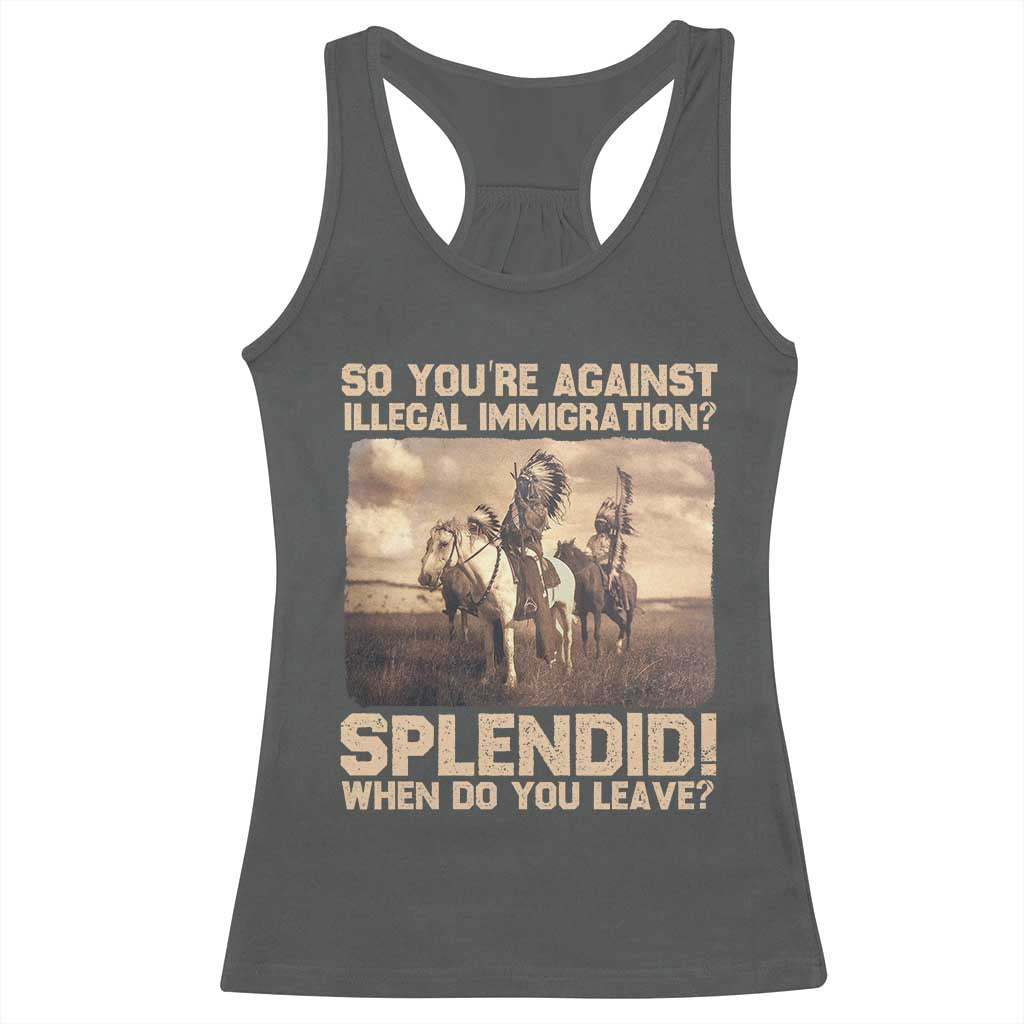 Vintage Native American Racerback Tank Top Funny Indian Indigenous Peoples Day - Wonder Print Shop