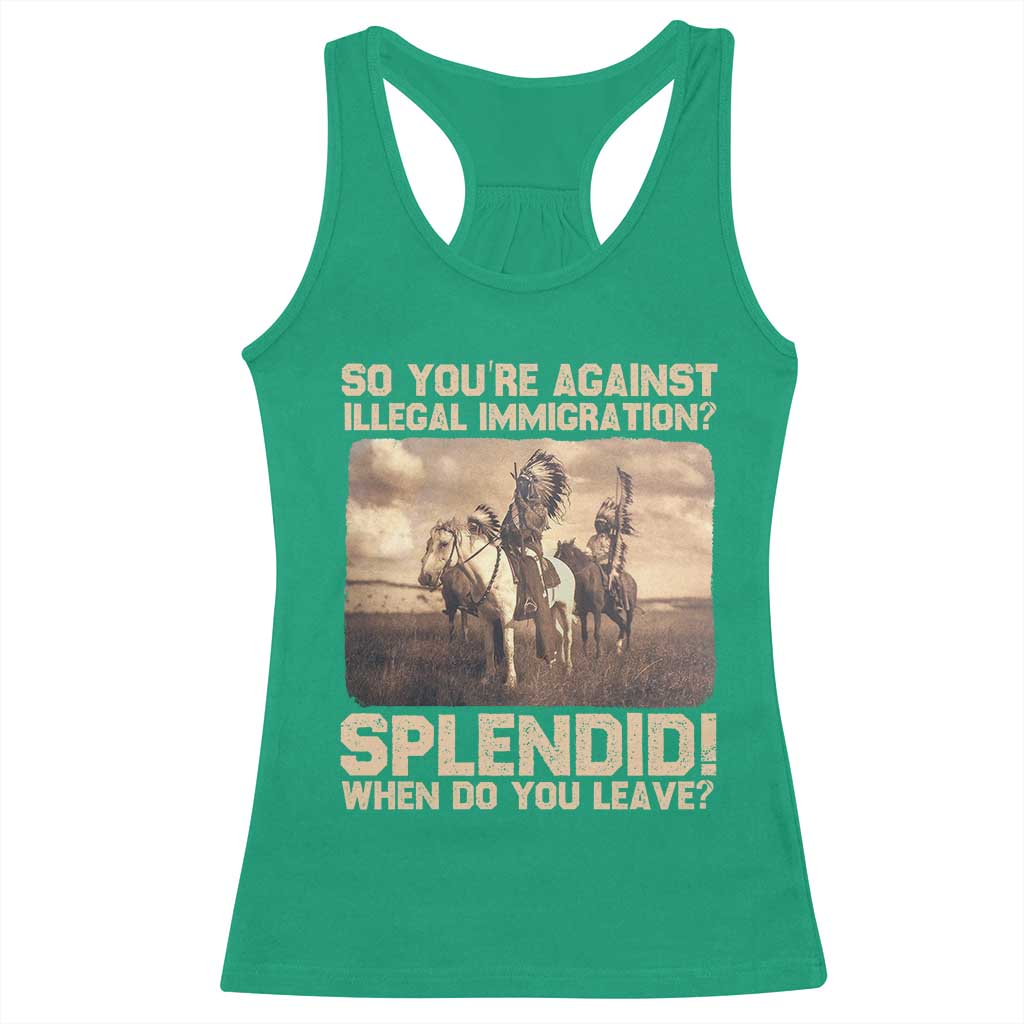 Vintage Native American Racerback Tank Top Funny Indian Indigenous Peoples Day - Wonder Print Shop