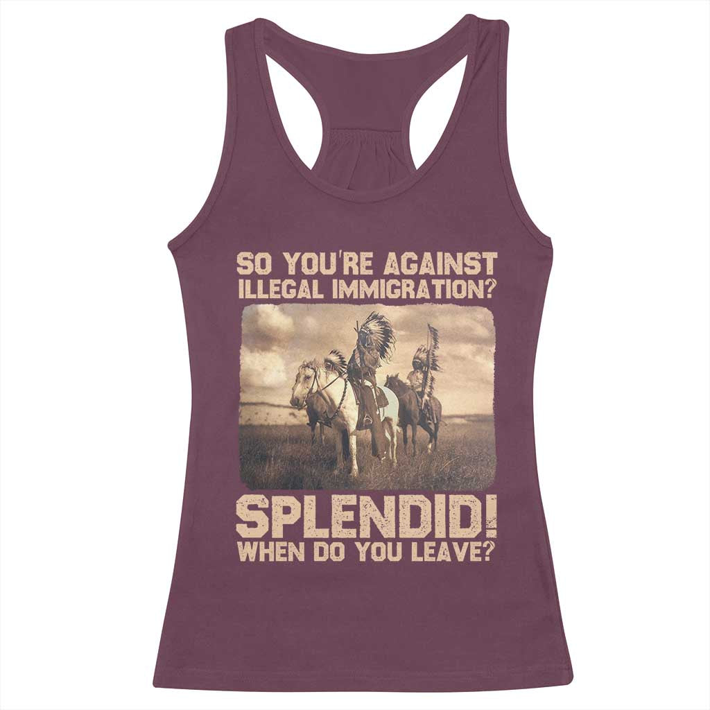 Vintage Native American Racerback Tank Top Funny Indian Indigenous Peoples Day - Wonder Print Shop