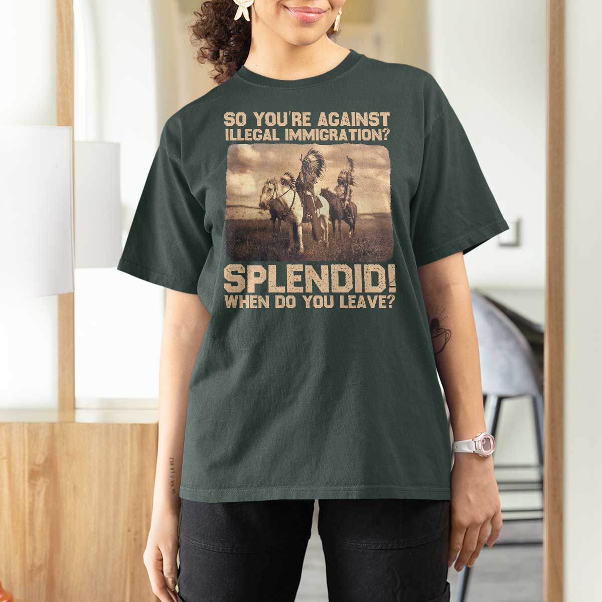 Vintage Native American T Shirt For Women Funny Indian Indigenous Peoples Day - Wonder Print Shop