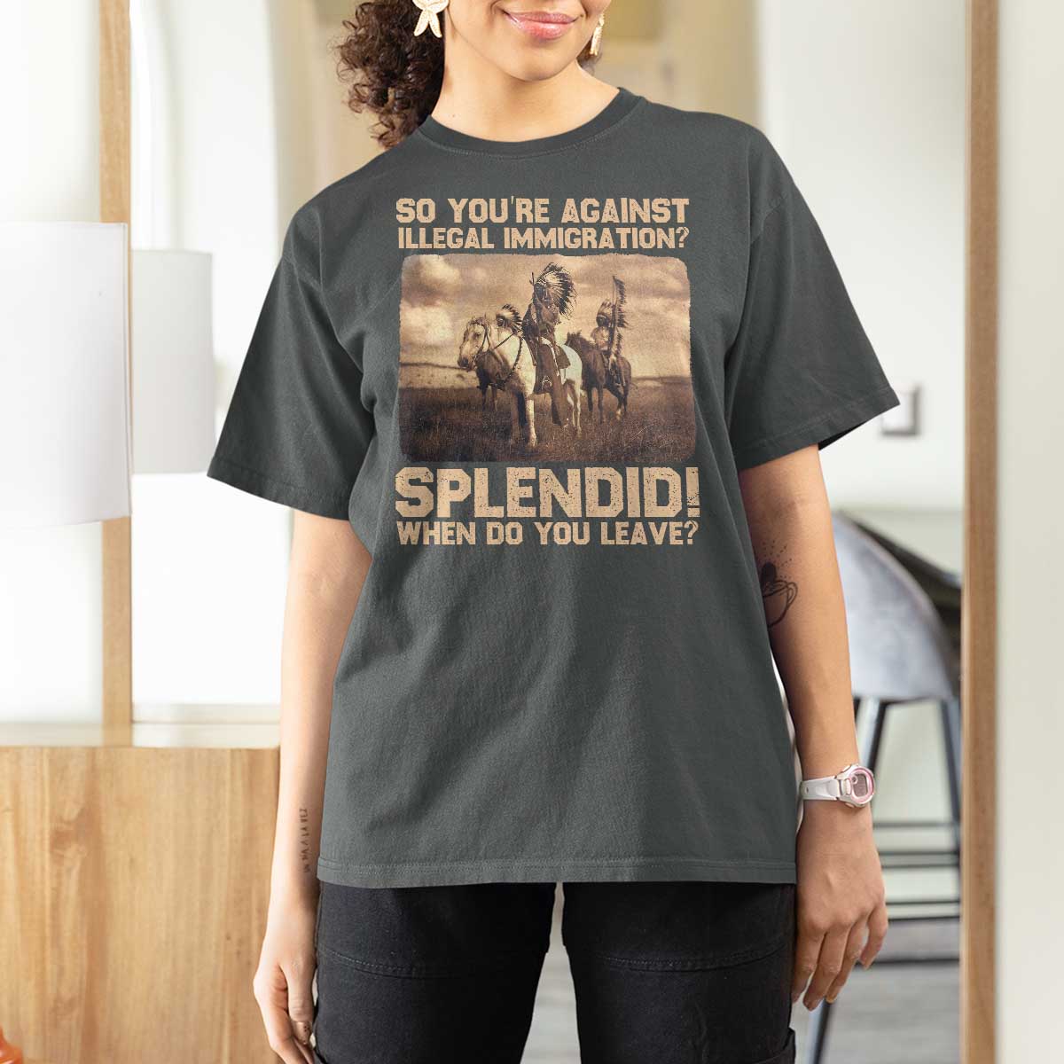 Vintage Native American T Shirt For Women Funny Indian Indigenous Peoples Day - Wonder Print Shop