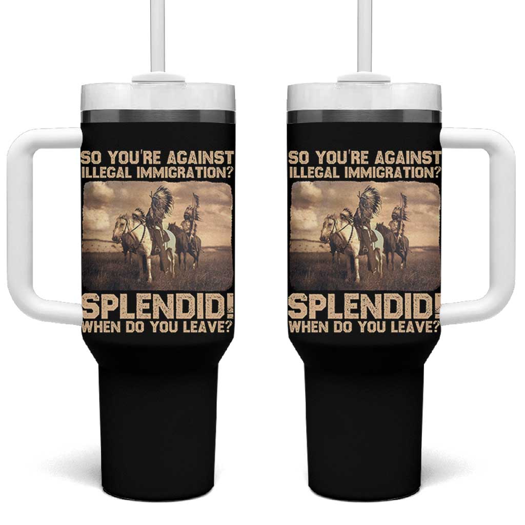 Vintage Native American Tumbler With Handle Funny Indian Indigenous Peoples Day - Wonder Print Shop