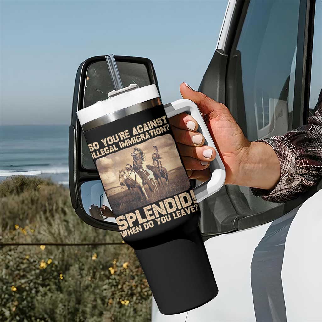 Vintage Native American Tumbler With Handle Funny Indian Indigenous Peoples Day - Wonder Print Shop