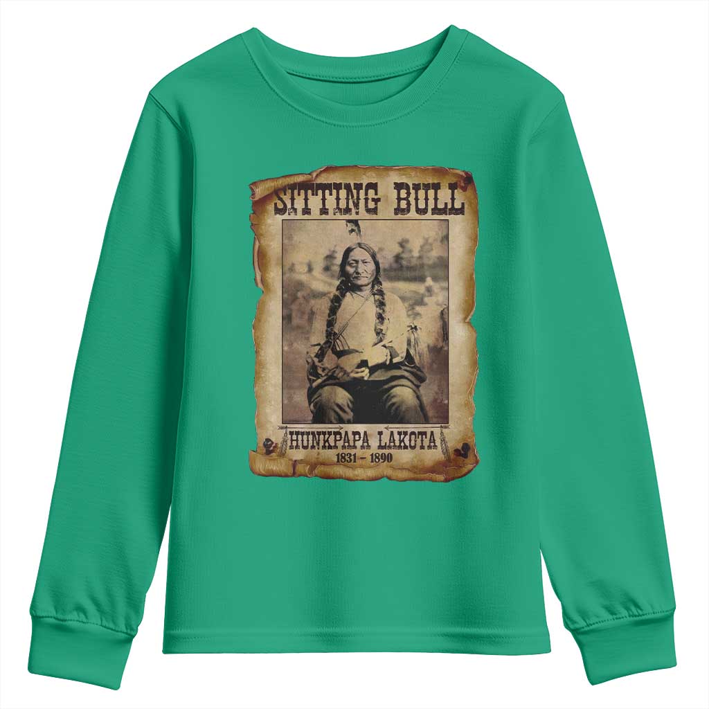Sitting Bull Youth Sweatshirt Native American Indian Chief Hunkpapa Lakota Sioux - Wonder Print Shop