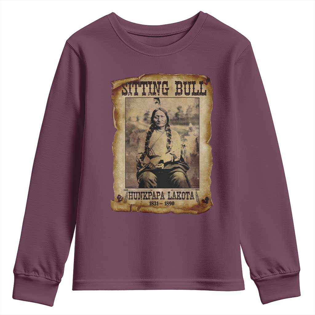 Sitting Bull Youth Sweatshirt Native American Indian Chief Hunkpapa Lakota Sioux - Wonder Print Shop