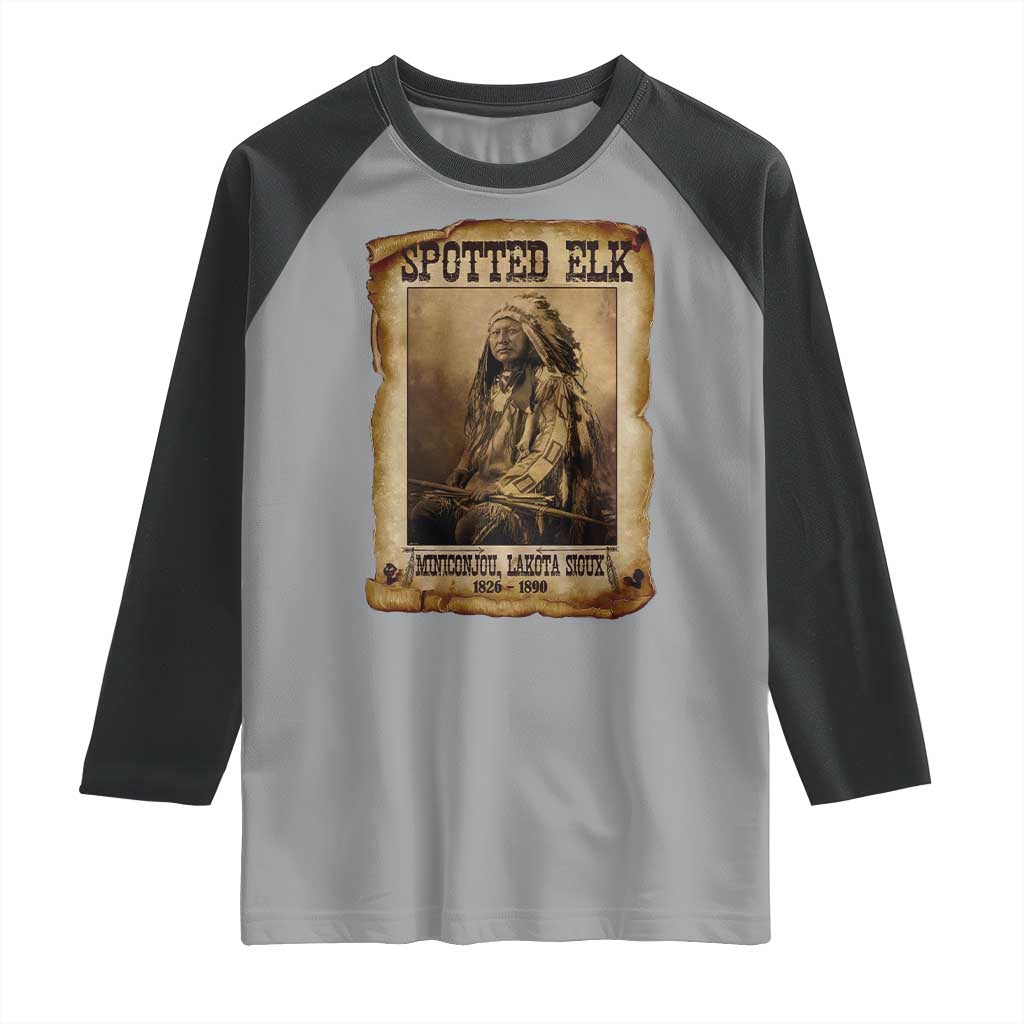 Spotted Elk Raglan Shirt Lakota Sioux Miniconjou Chief Native American History - Wonder Print Shop