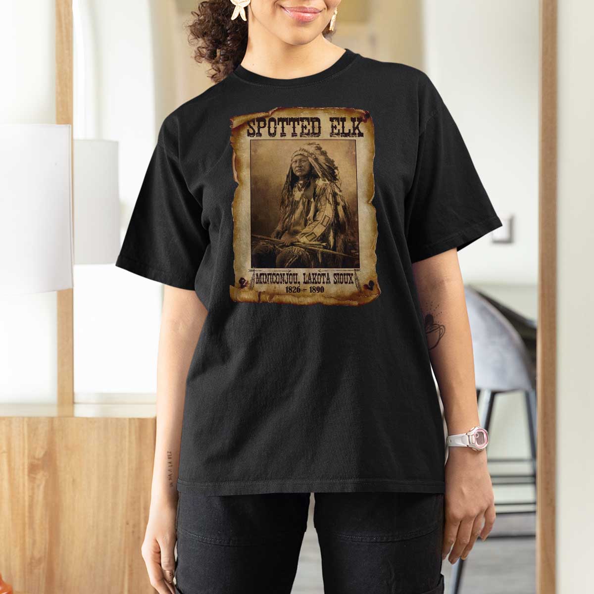 Spotted Elk T Shirt For Women Lakota Sioux Miniconjou Chief Native American History - Wonder Print Shop