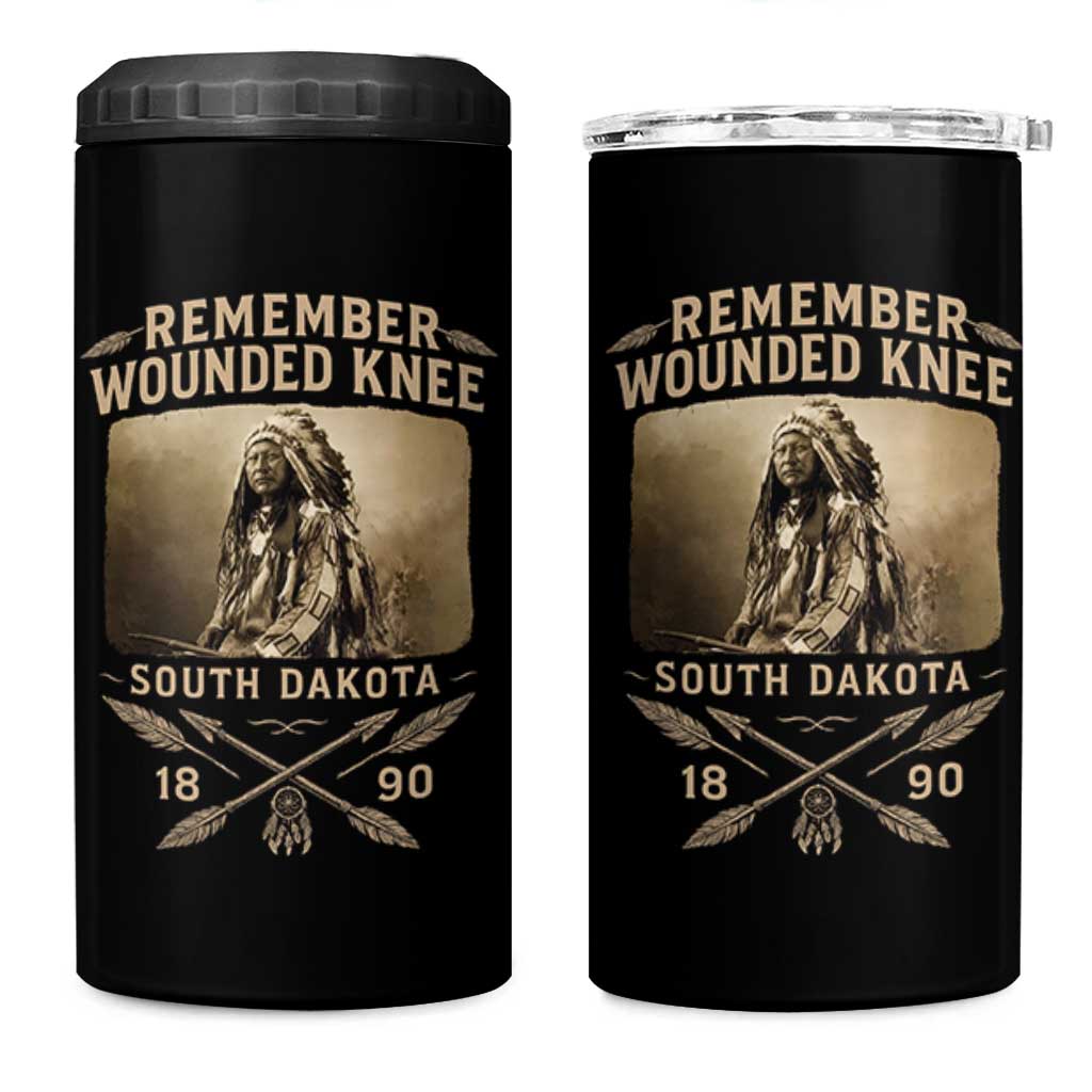 Remember Wounded Knee 4 in 1 Can Cooler Tumbler Spotted Elk Lakota Sioux Native American History - Wonder Print Shop