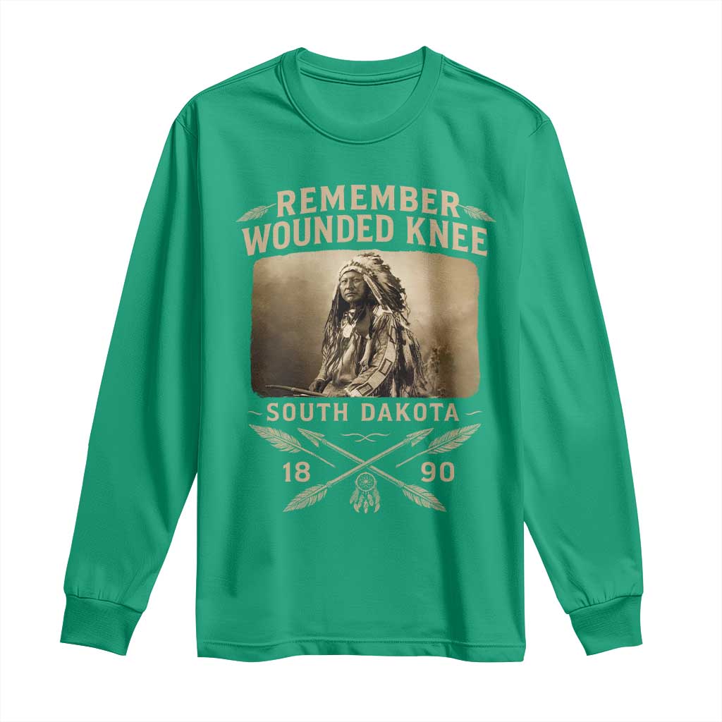 Remember Wounded Knee Long Sleeve Shirt Spotted Elk Lakota Sioux Native American History - Wonder Print Shop