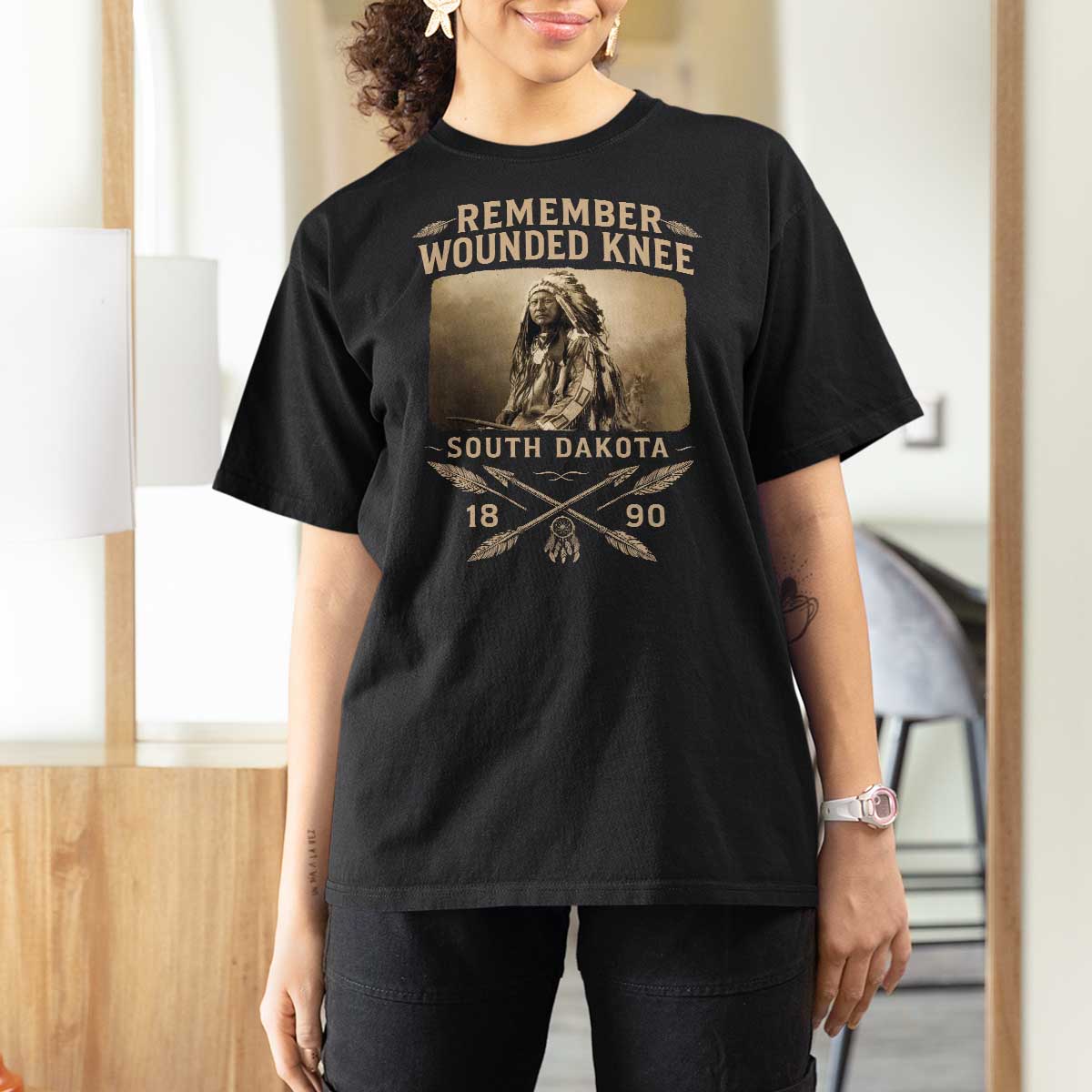 Remember Wounded Knee T Shirt For Women Spotted Elk Lakota Sioux Native American History - Wonder Print Shop