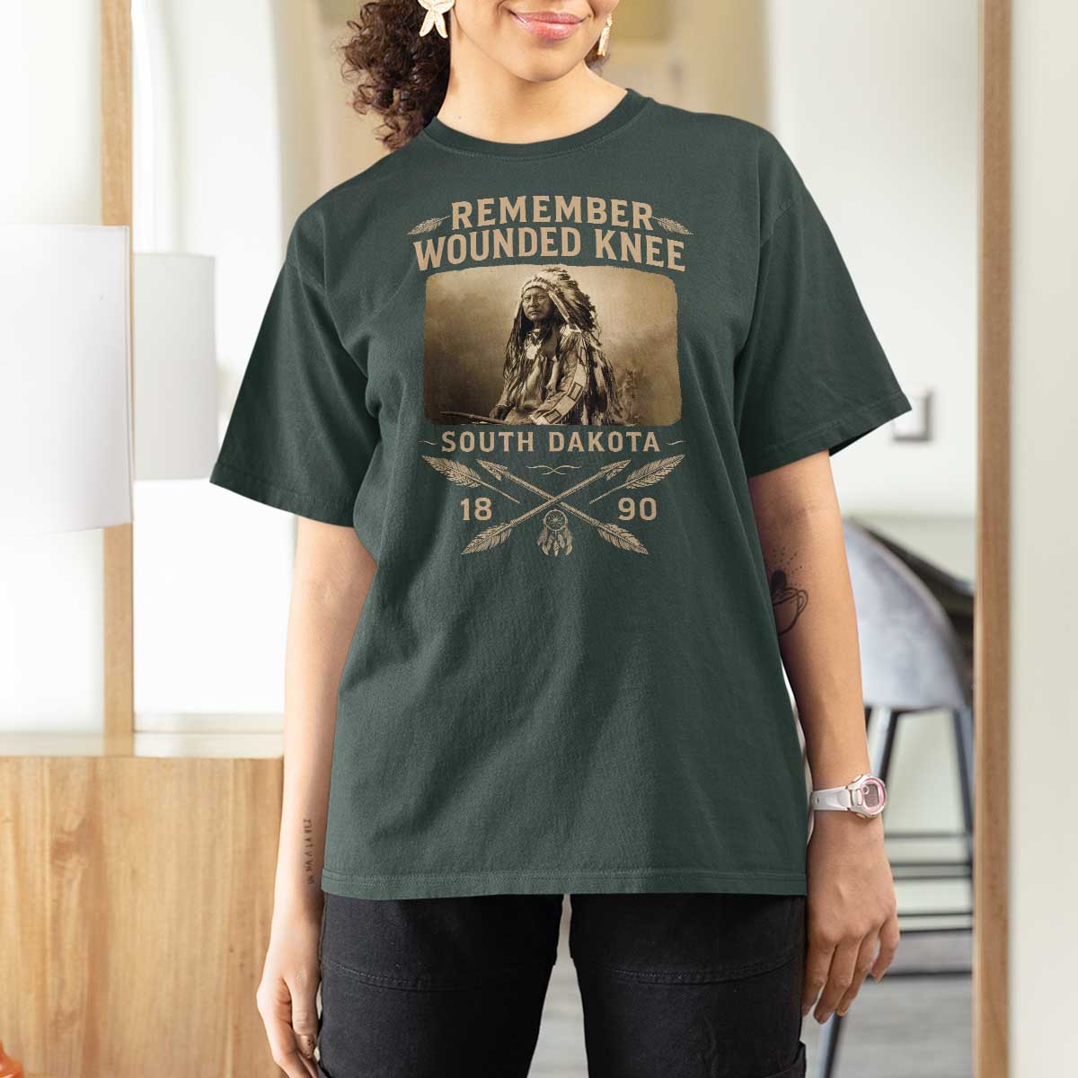 Remember Wounded Knee T Shirt For Women Spotted Elk Lakota Sioux Native American History - Wonder Print Shop