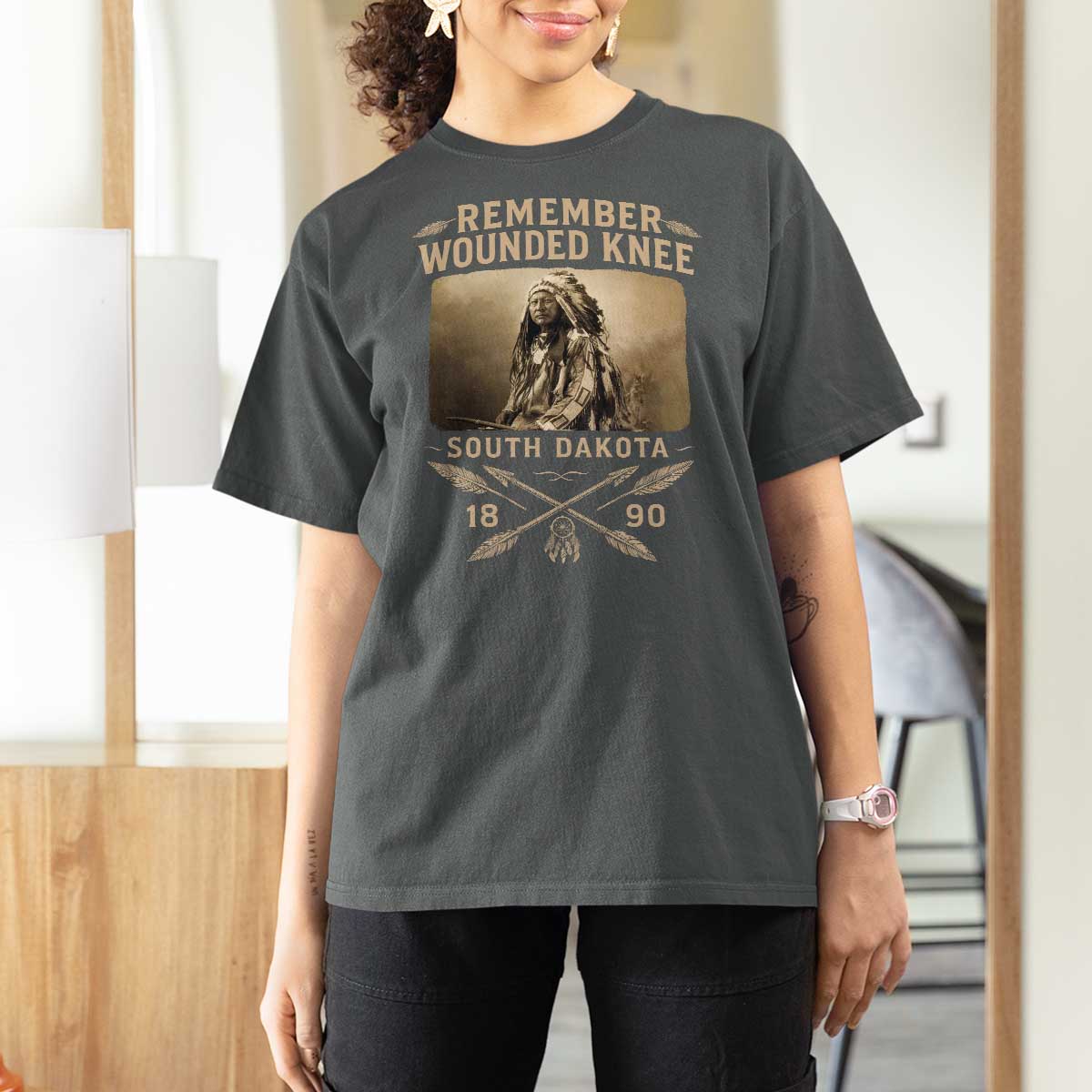 Remember Wounded Knee T Shirt For Women Spotted Elk Lakota Sioux Native American History - Wonder Print Shop