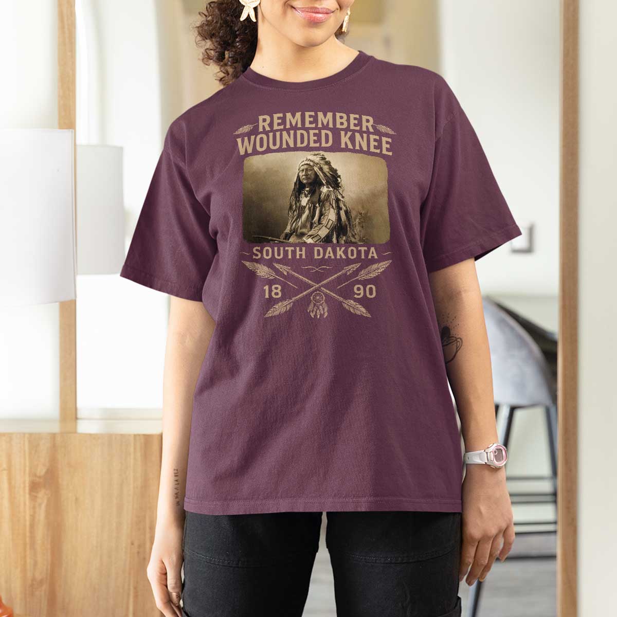 Remember Wounded Knee T Shirt For Women Spotted Elk Lakota Sioux Native American History - Wonder Print Shop
